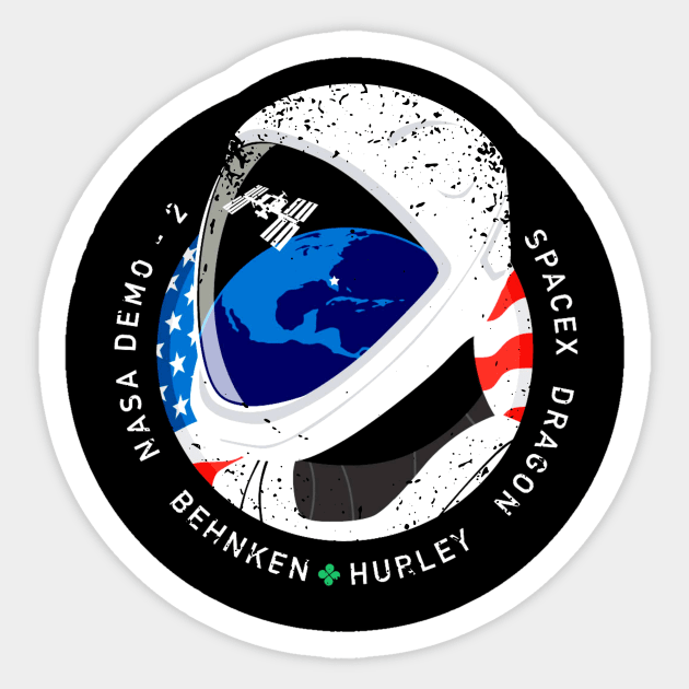 spacex crew dragon demo 2 patch vintage Sticker by rajem